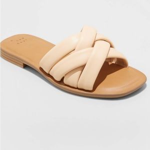 A New Day Women's Rory Wide Width Padded Slide Sandals Tan Sz 6.5W